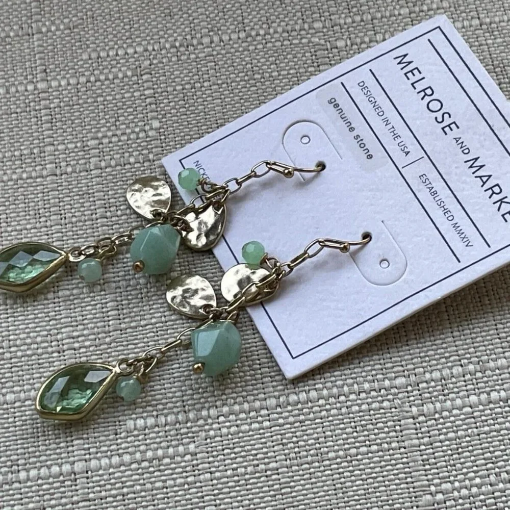 Melrose and Market Women Earrings Genuine Stone Drop Down Ear Jewelry New